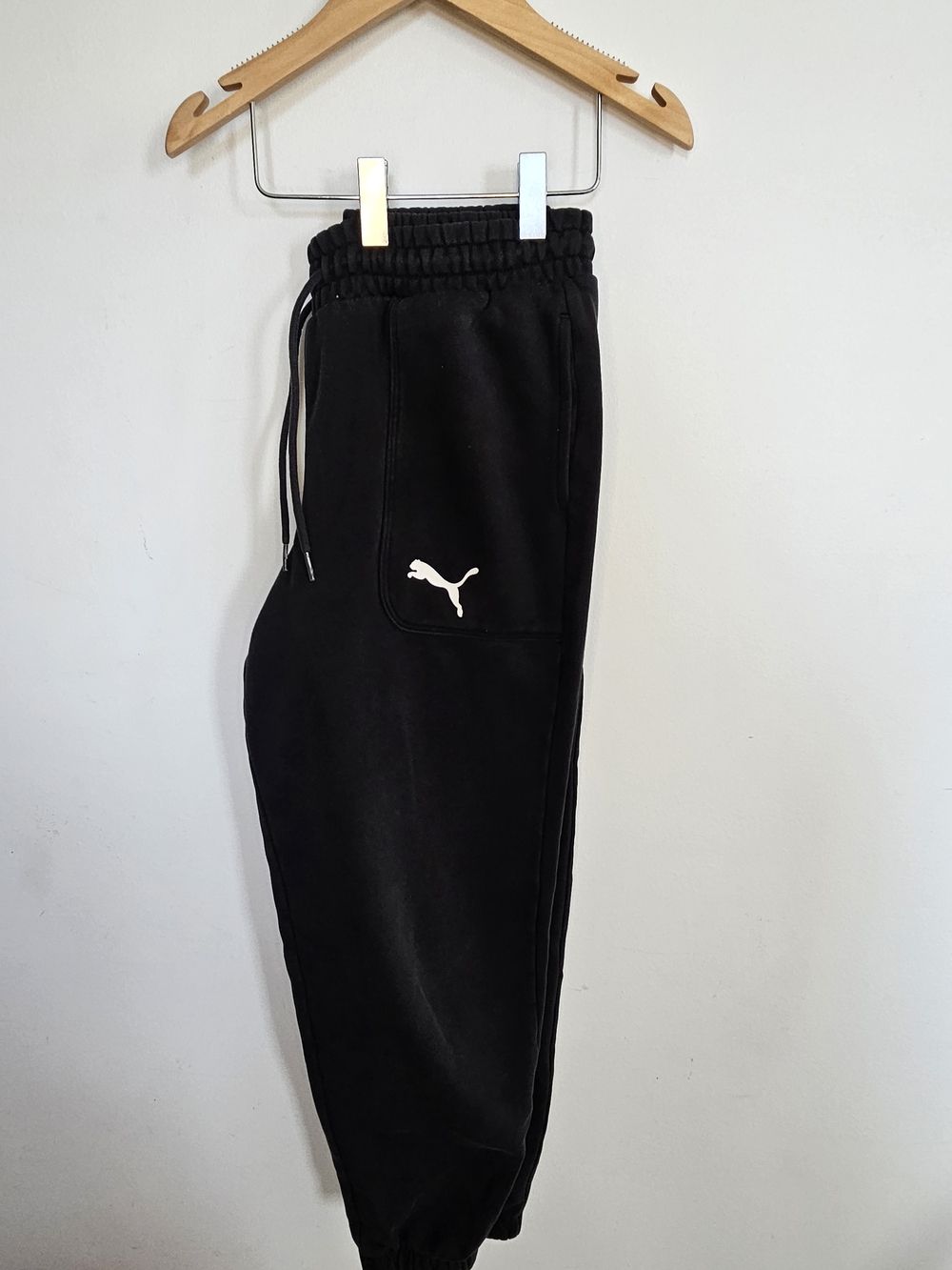 PUMA Essentials Black Sweatpants Joggers XS Extra Small Fleece Warm🔥